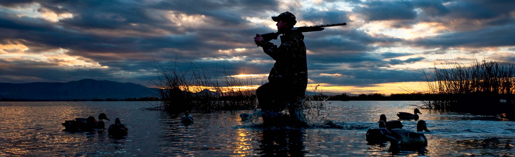 duck hunter in water