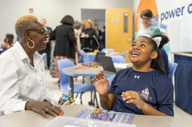 A girl learns about circuitry during an activity at the new STEM center at the Boys & Girls Club of North Mississippi