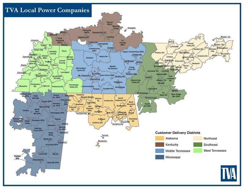 TVA Customer Delivery Map