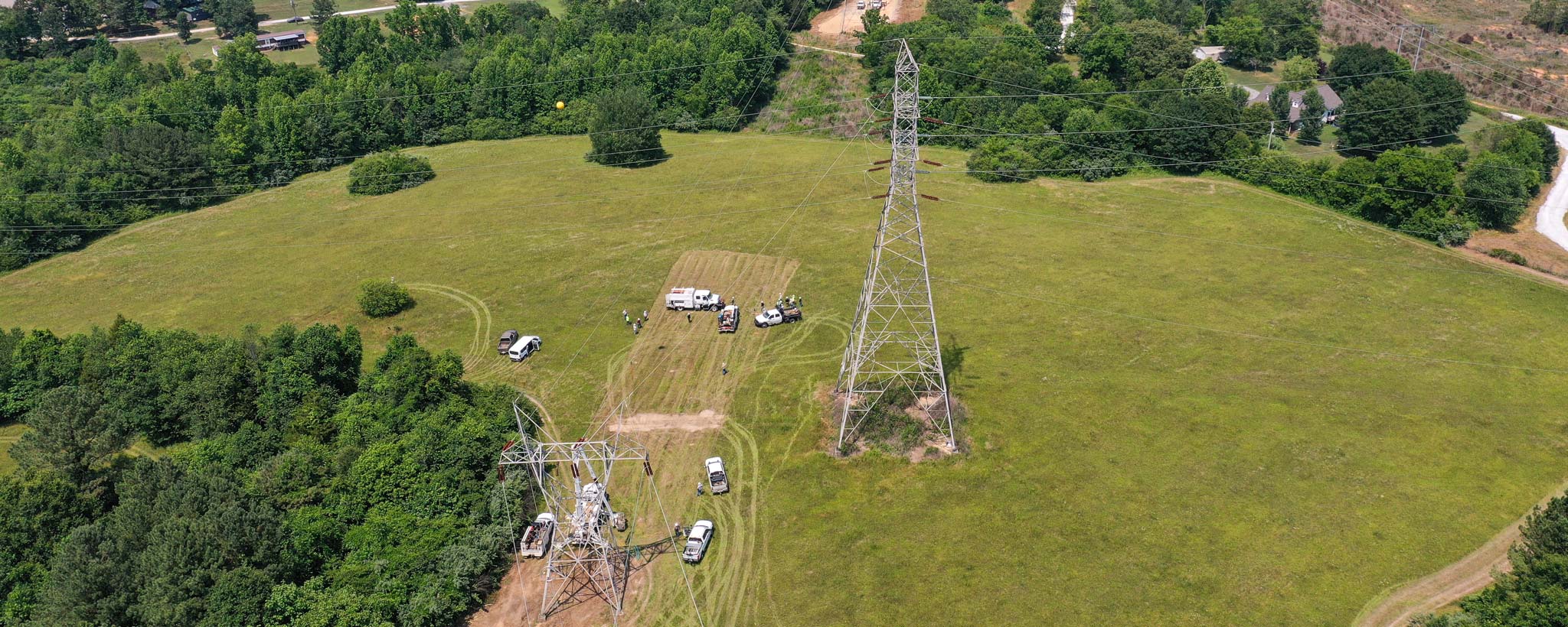Aerial photo of the site of the new TS Conductor installation, near the Widows Creek switchyard