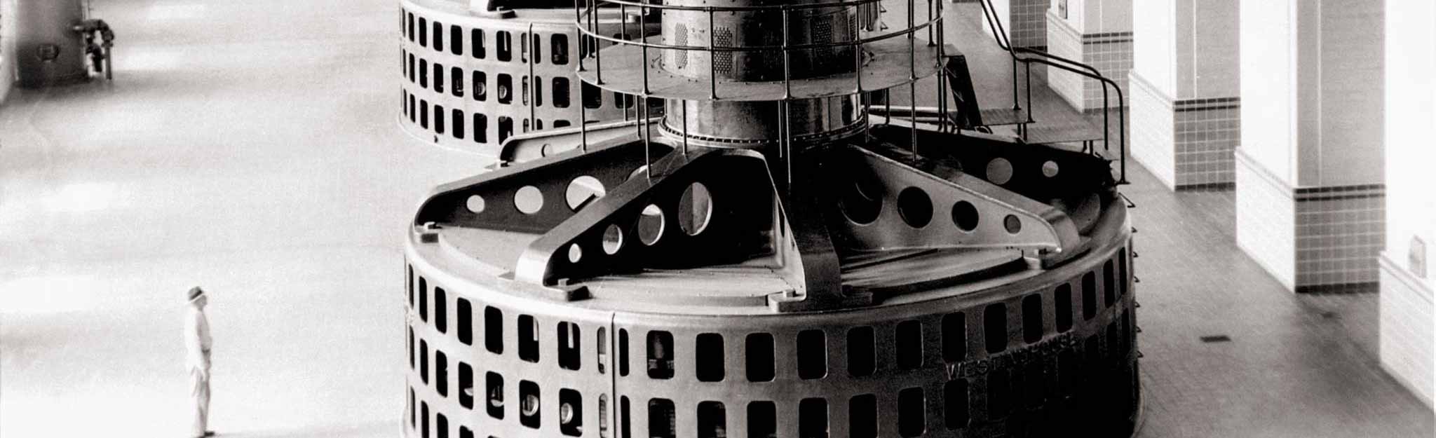 Photograph of dam turbines by Charles Krutch.