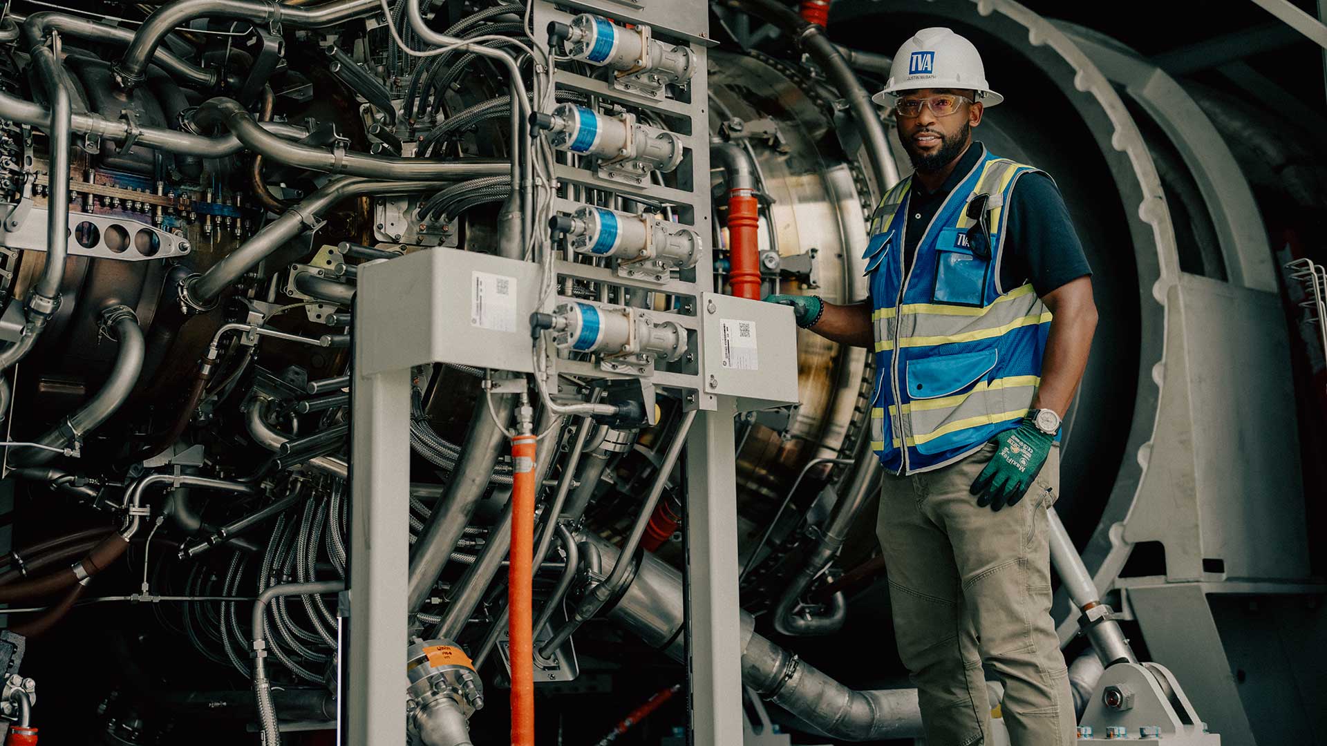 Project manager Justin McBath at New Johnsonville, Tennessee, aeroderivative construction project.