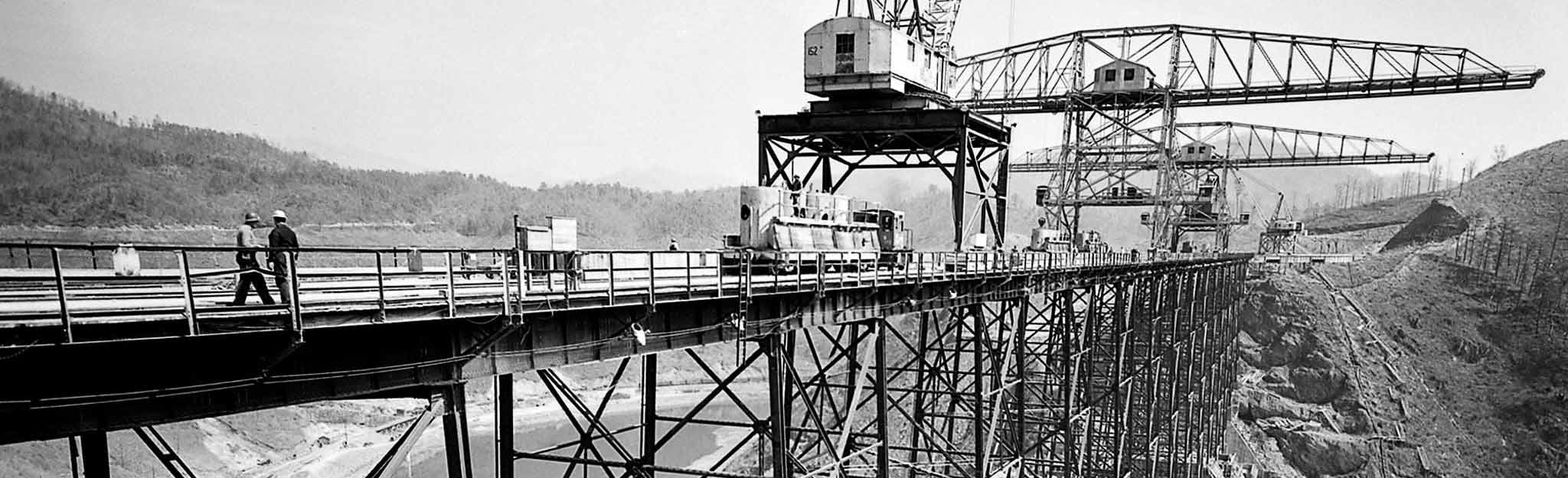 Dam under construction in the 1930s