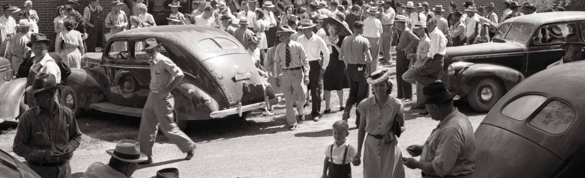 People on street, 1930s