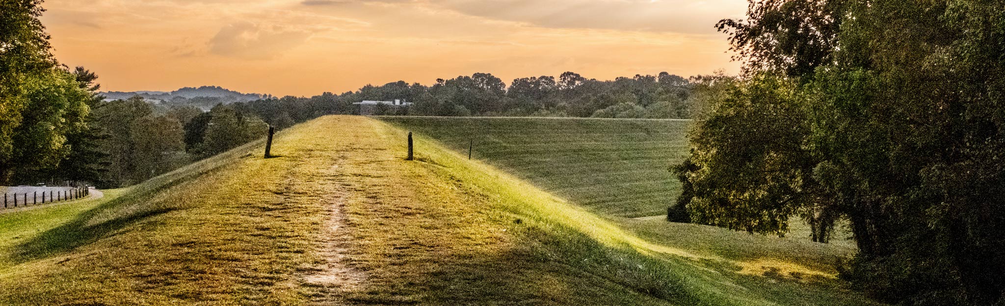 top of dam at sunset