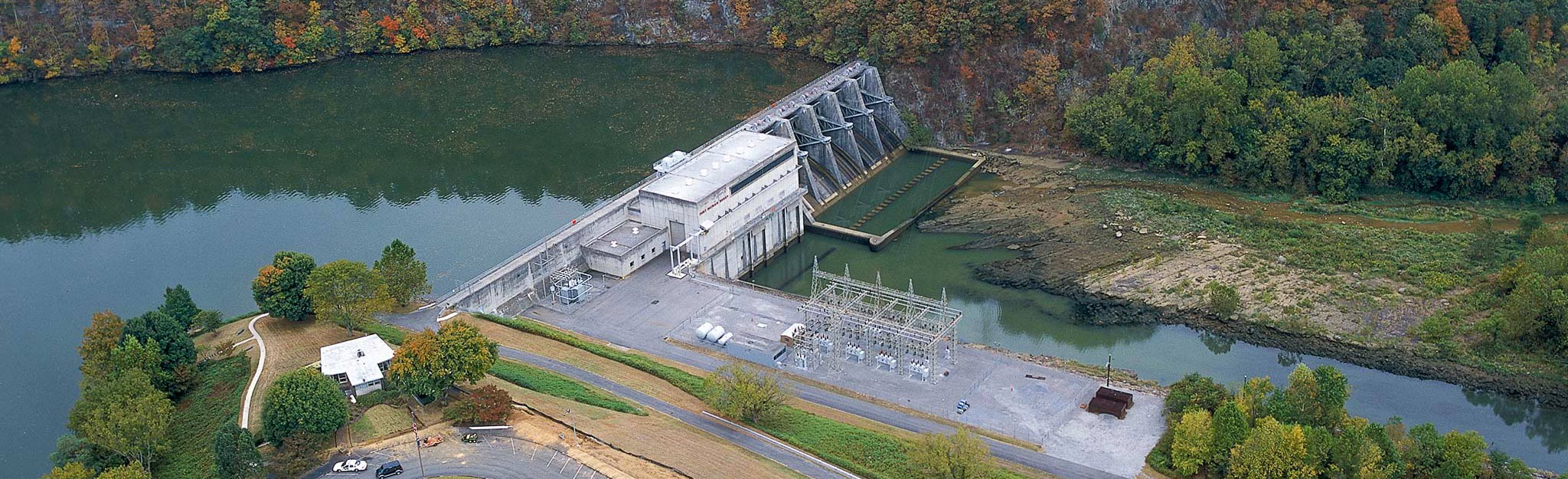 aerial view of dam