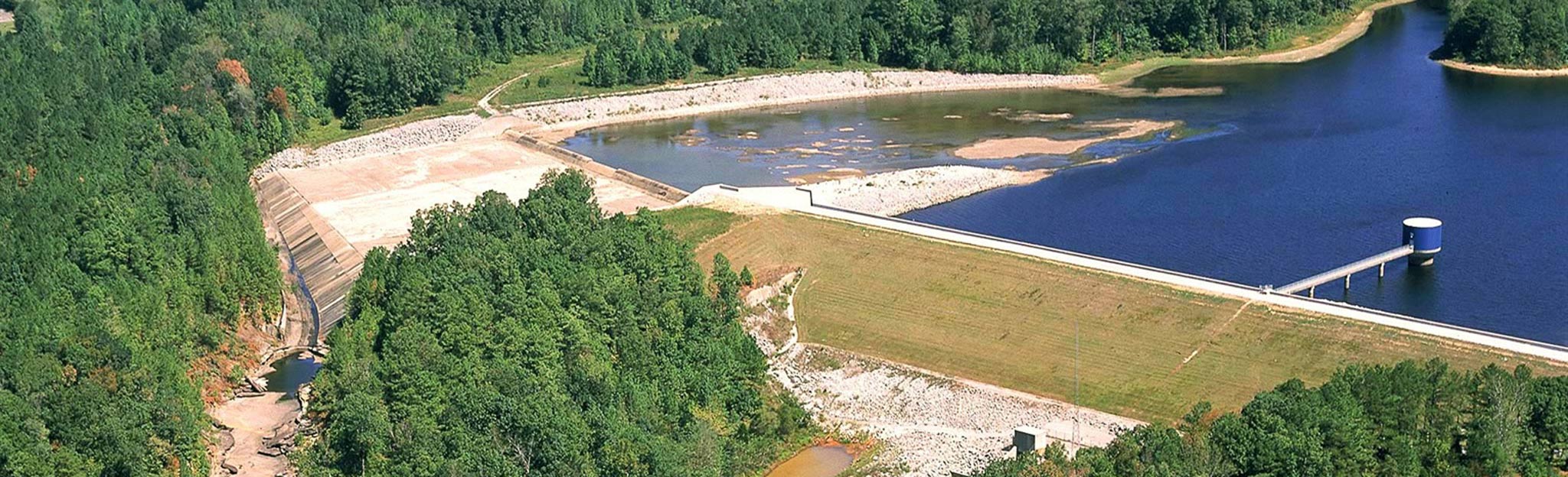 aerial view of dam