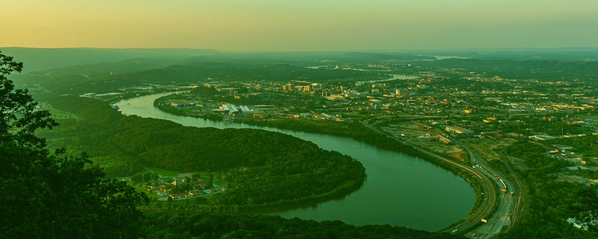 Tennessee River TN river passing by a city