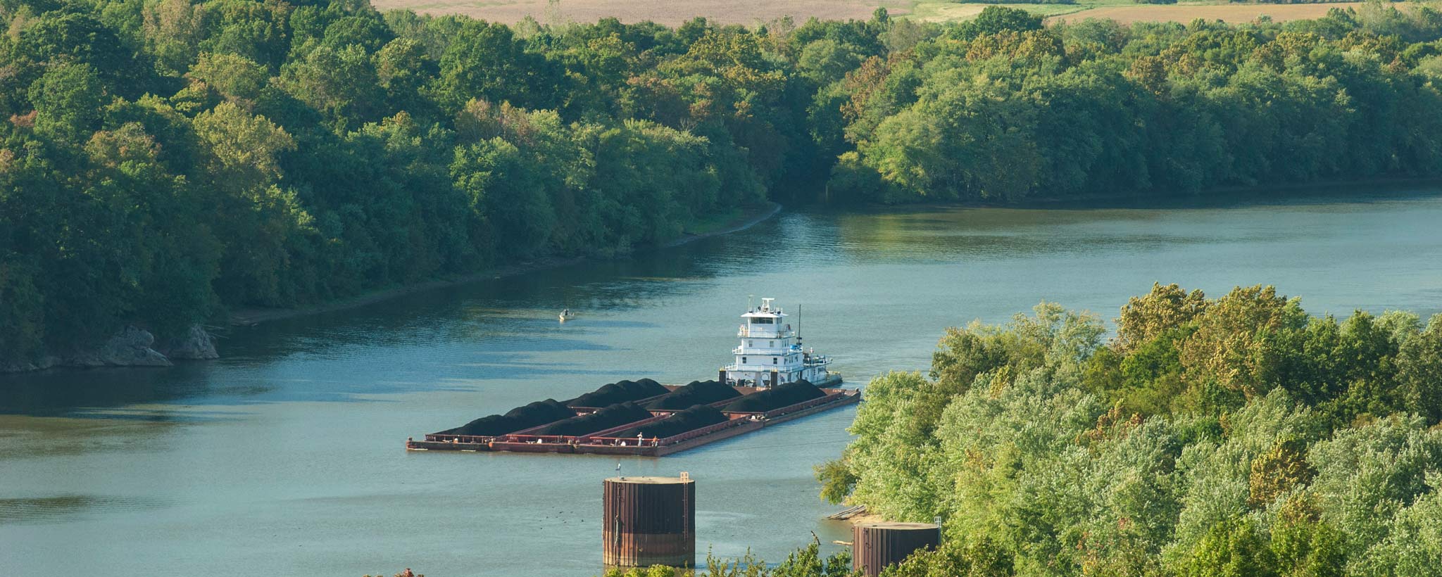 Barge on a river Barge on a river