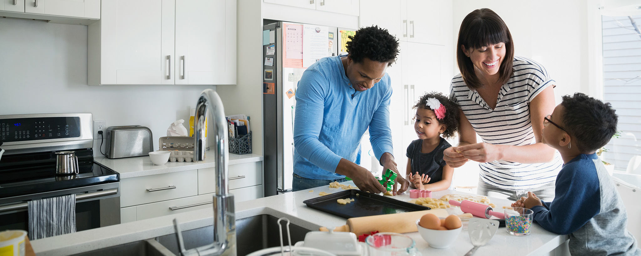 Family making cookies