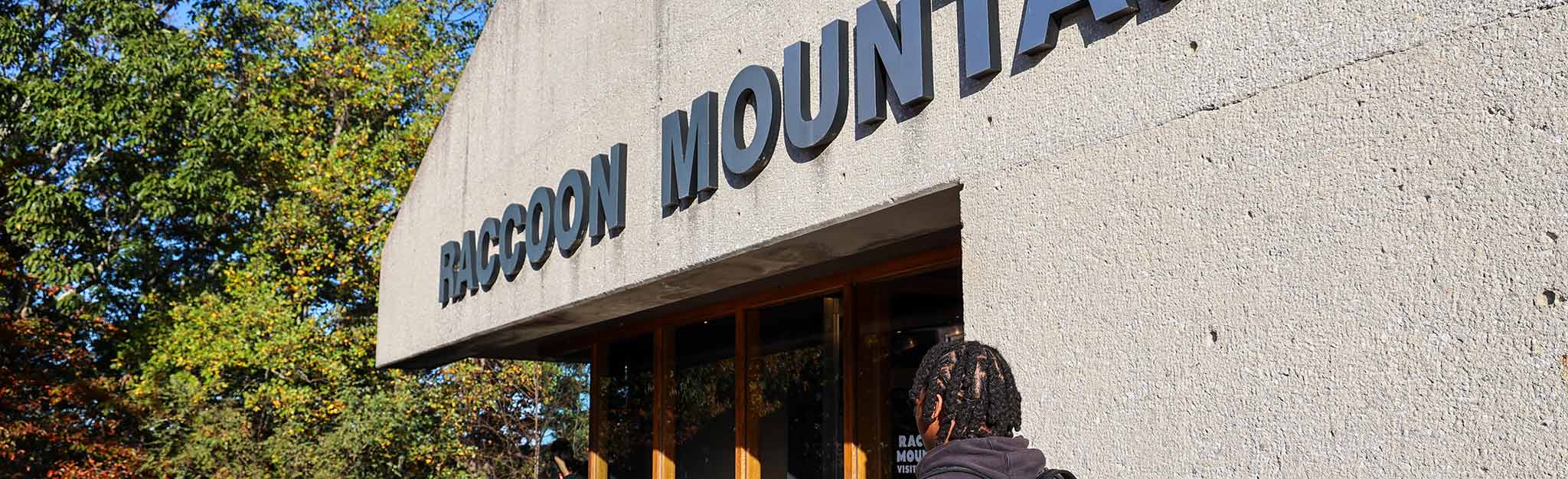 Student entering Raccoon Mountain Visitor Center
