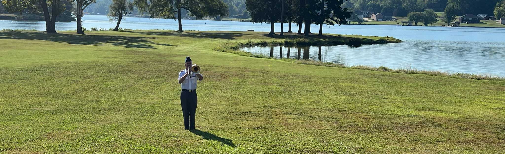 Member of the Roane County Military Memorial Honor Guard plays taps during the Sept. 11 remembrance.