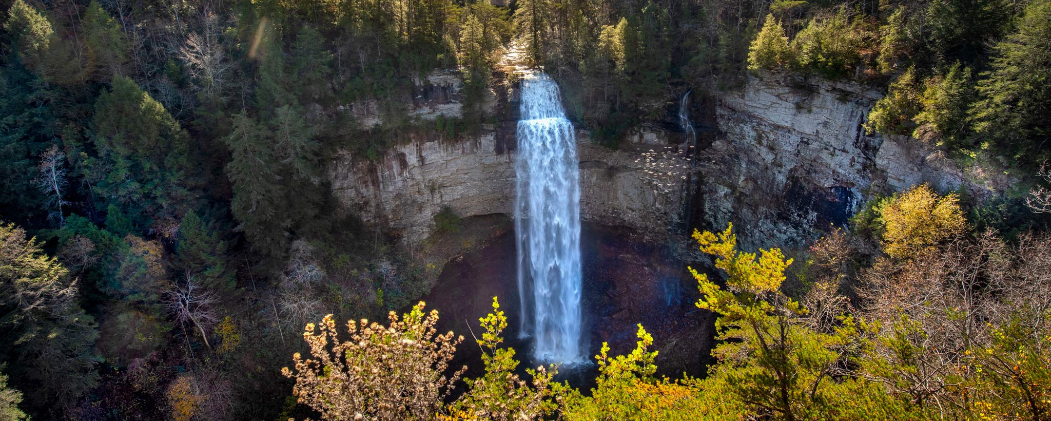 waterfall with fall colors