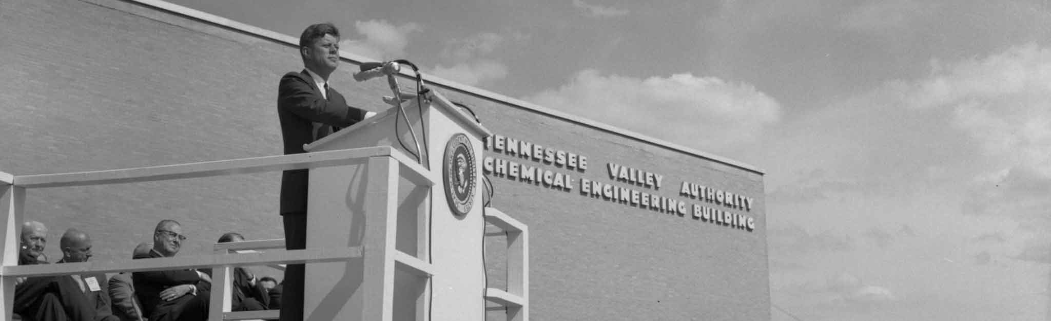 President John F. Kennedy speaking at TVA's 30th anniversary celebration