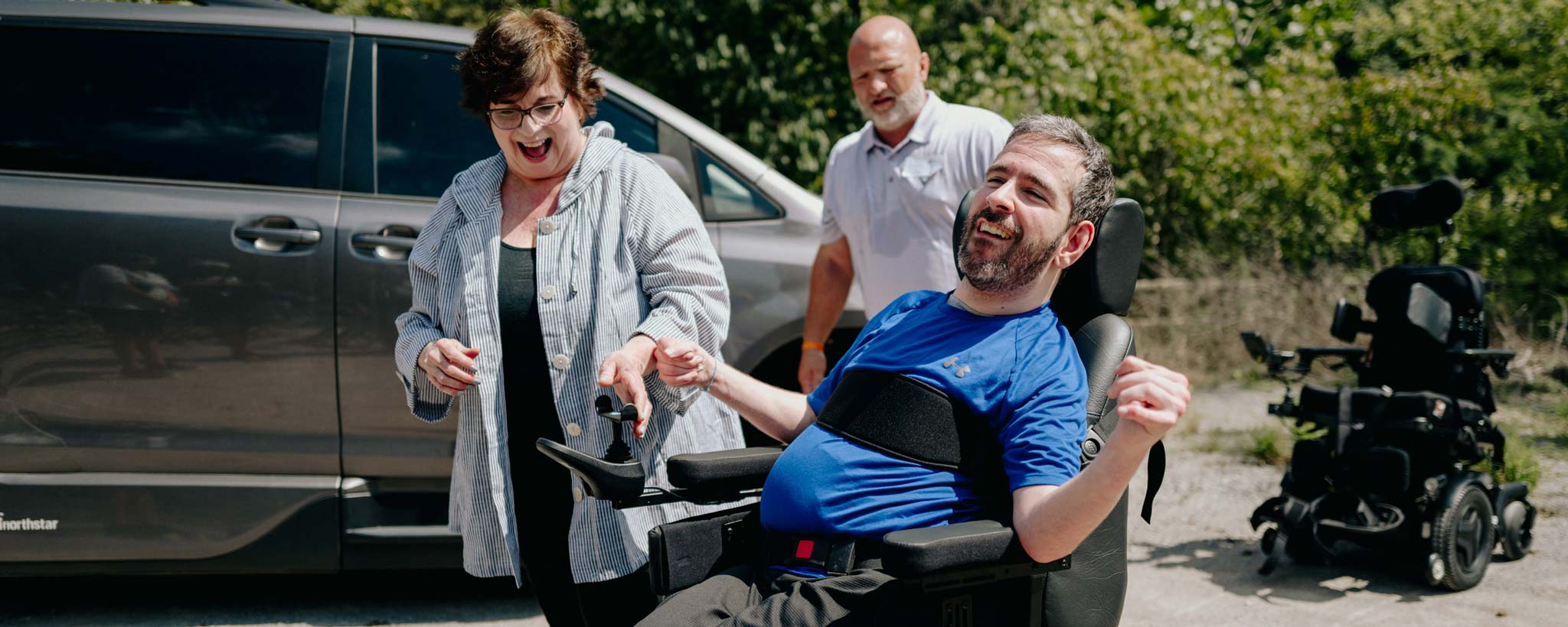 Park-goer on an all terrain wheelchair An all-terrain wheelchair, which a TVA grant funded, will be used at Radnor Lake State Park