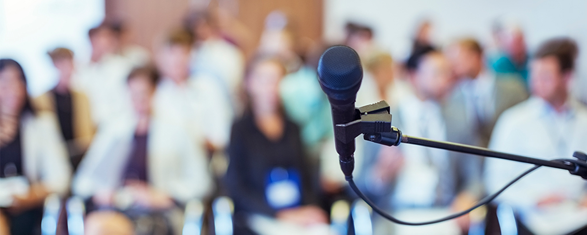 Close-up of microphone at a meeting