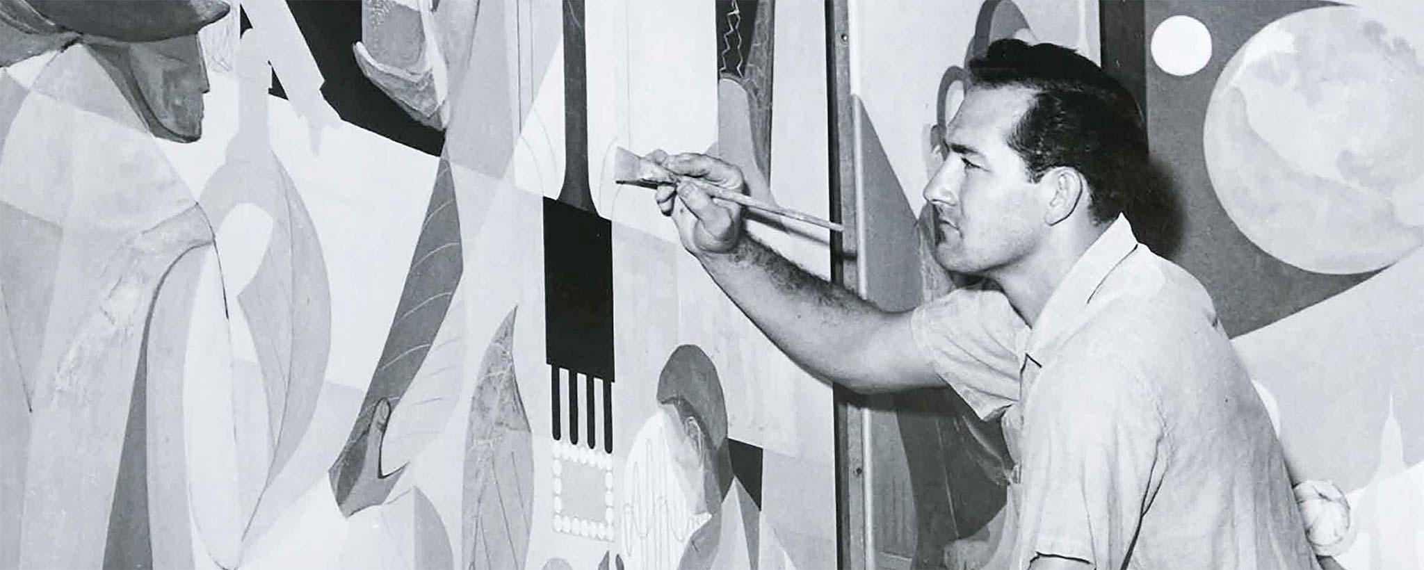 TVA artist Robert Birdwell A black-and-white photo of TVA artist Robert Birdwell sketching