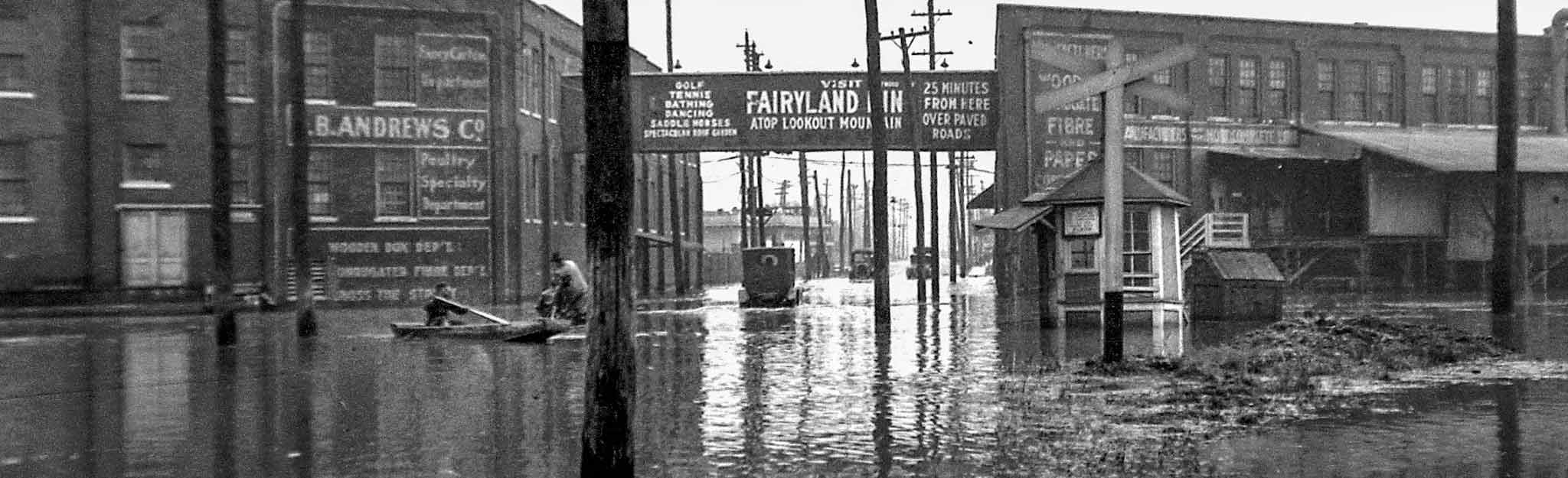Historic photo of Chattanooga downtown flooding