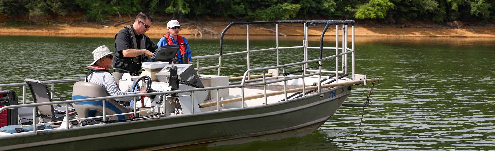 TVA fisheries crew during the spring sport fish survey on Douglas Lake