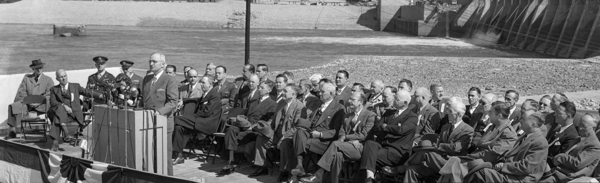 President Harry S. Truman speaks at Kentucky Dam dedication, 1945