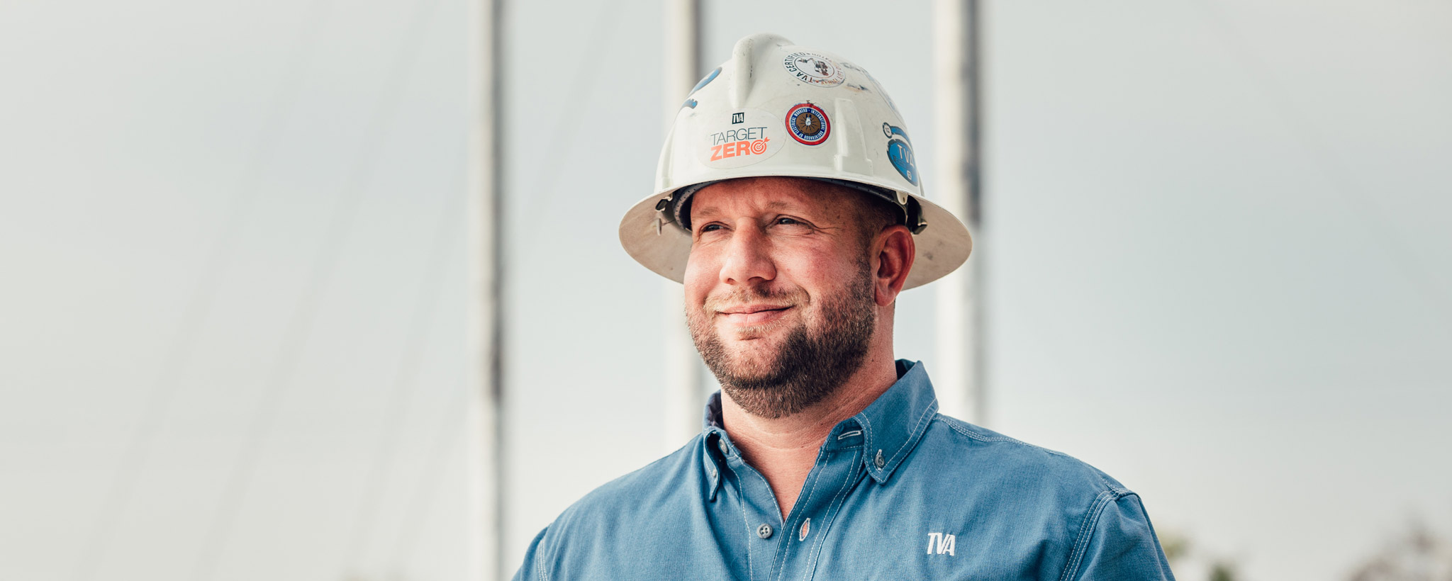 TVA employee wearing a hard hat TVA employee wearing a hard hat