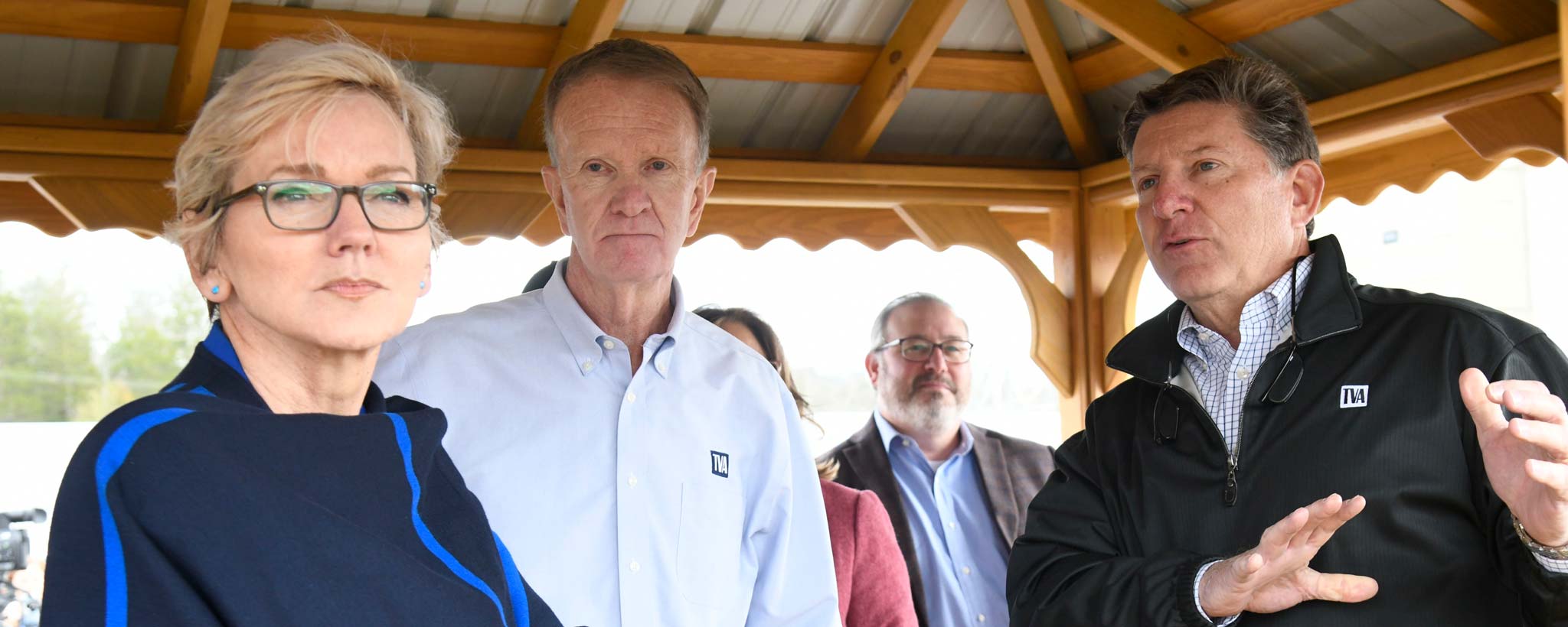 U.S. Energy Secretary Jennifer Granholm U.S. Energy Secretary Jennifer Granholm chats at the Clinch River site with Bob Deacy, TVA senior vice president of the Clinch River project, and Jeff Lyash, TVA’s President and CEO
