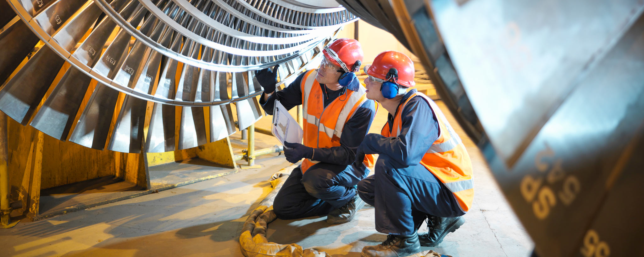 Workers at a plant