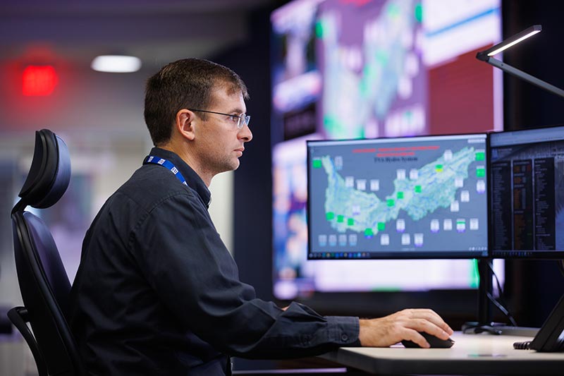 A team member at the River Forecast Center in Knoxville.