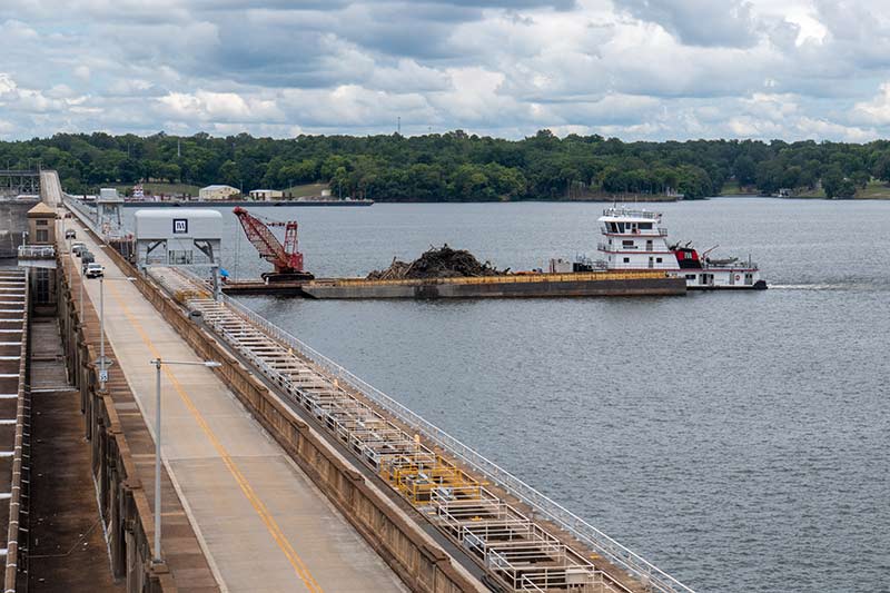 Dredging at Wilson Dam.
