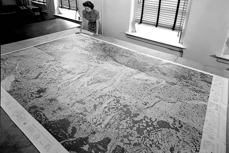 Mapping European territory for the World War II effort in 1945.