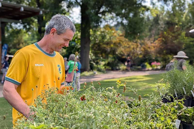 Man with native plants