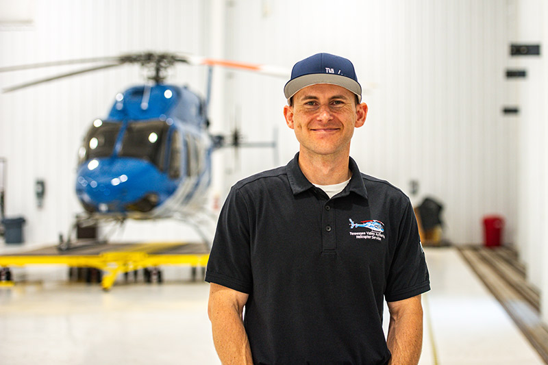 TVA pilot Peter Kretowski at a TVA Aviation hangar in Chattanooga.