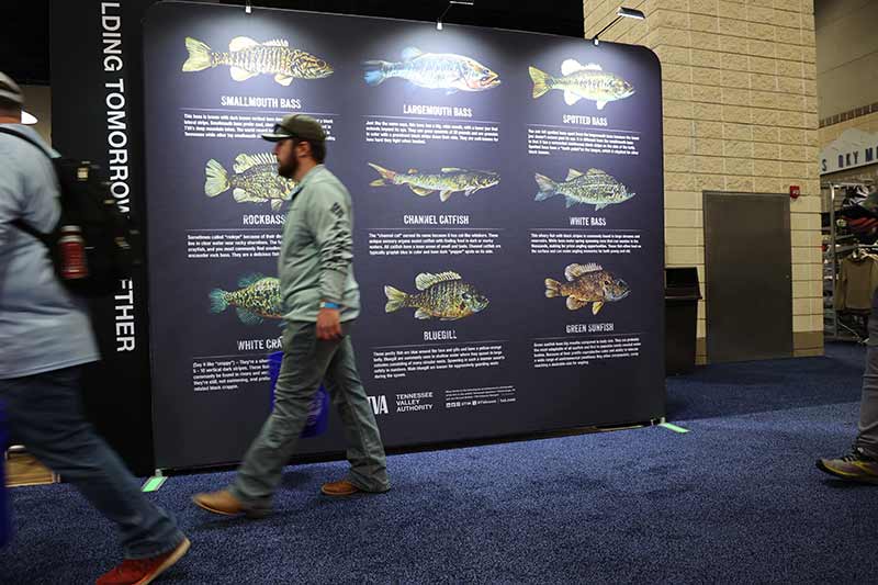 Sign highlights some of the fish species that live in the Tennessee River