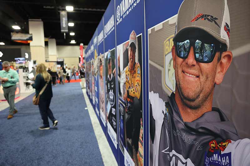 Wall display of past Bassmaster winners