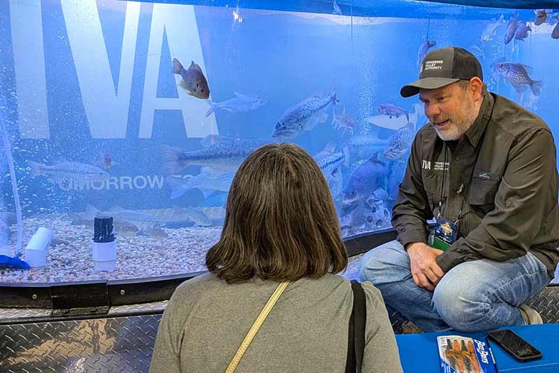 TVA biologist talks about fish on display in TVA's traveling aquarium