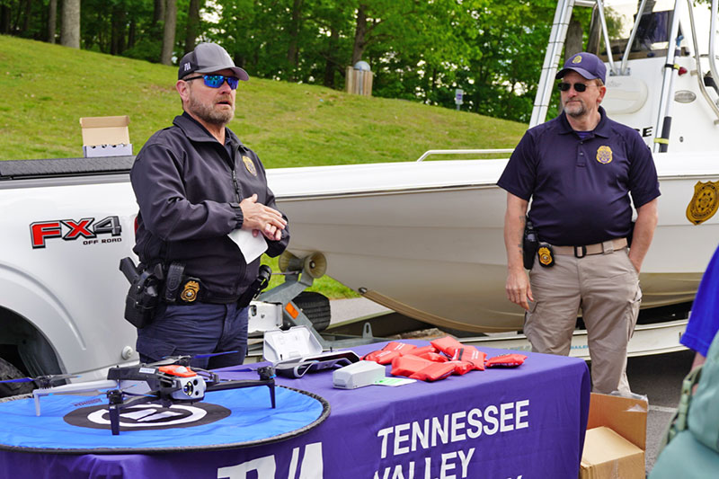 TVA Police share some of the tools they use in their work, including a drone and a boat.