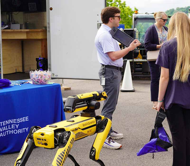 Spot, a robot dog, helps TVA perform inspections in areas that could be dangerous for people. He is also a crowd favorite at school events.