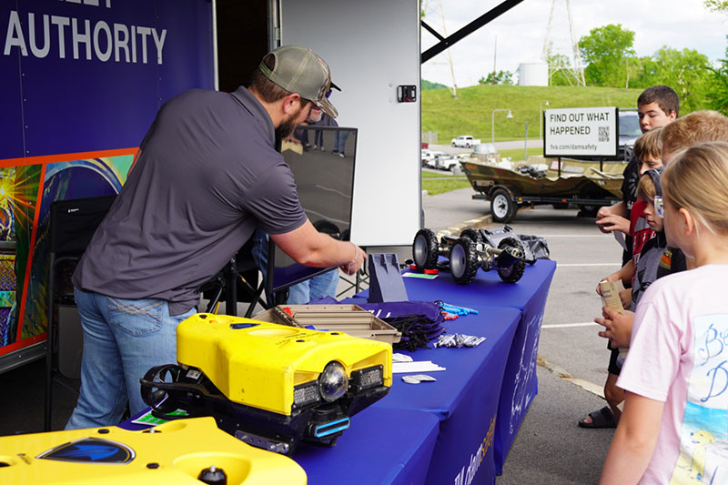 Remotely operated submarines help TVA carry out dam inspections under water.