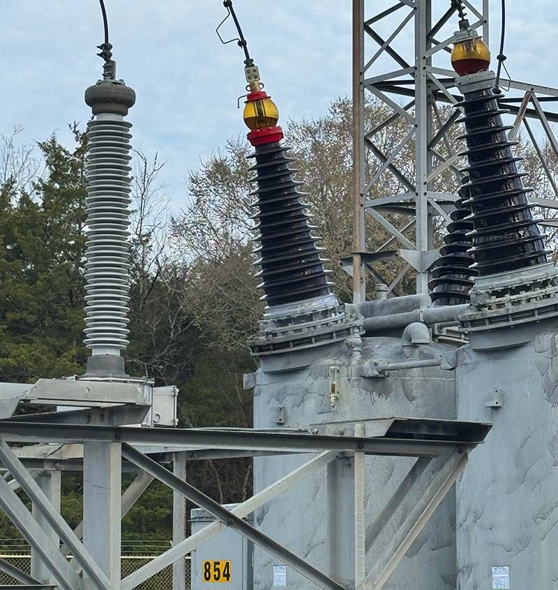 Fishbowl bushings in a switchyard