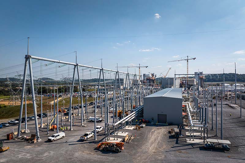 View of the exterior of the new switchyard under construction at Cumberland City, Tennessee