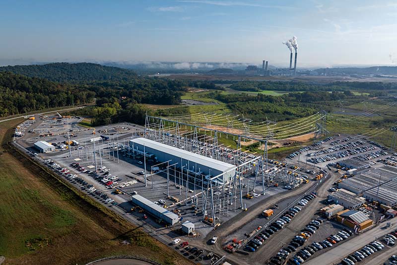 Aerial view of the new switchyard in Cumberland City, Tennessee