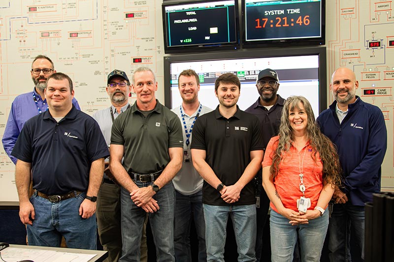 Employees working the final shift at the former TVA System Operations Center