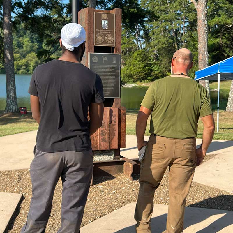 An I-beam salvaged from the World Trade Center served as a reminder of the impact of that day.