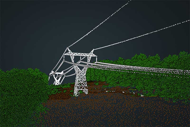 LiDAR imaging of a transmission line right of way.