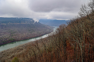 Tennessee River Gorge from the mountain bike trails on Raccoon Mountain near Chattanooga