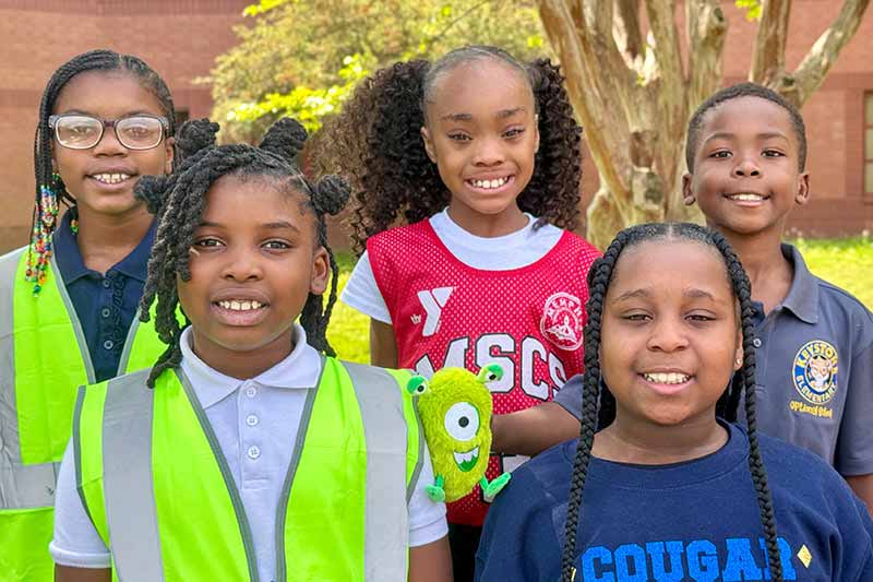 Students with energy monster