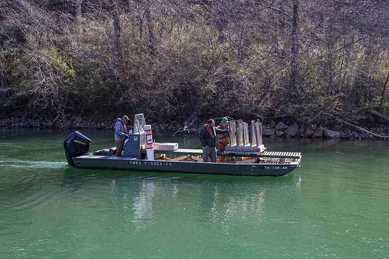 Boat on reservoir