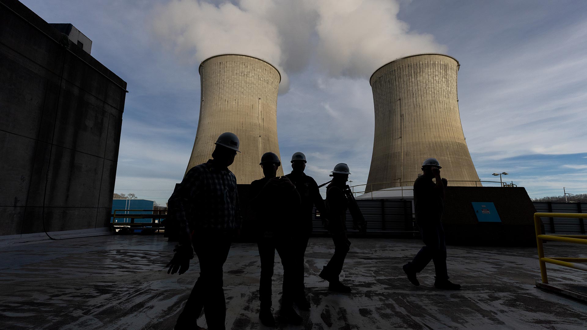 TVA workers outside Watts Bar Nuclear Plant near Spring City, Tennessee