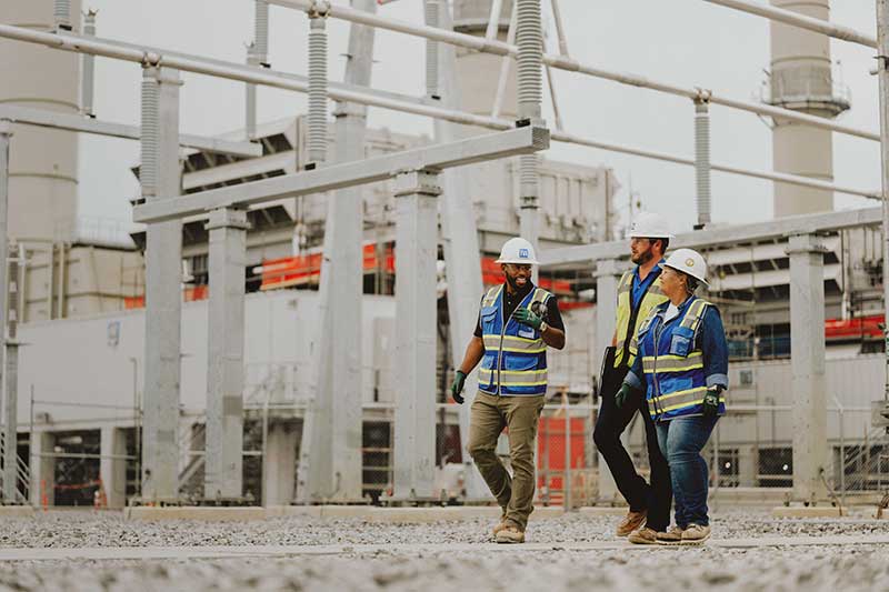 Justin McBath with team at the new aeroderivative combustion project under construction near New Johnsonville, Tennessee.