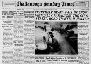 The front page of the Chattanooga Sunday Times on Feb. 14, 1960.